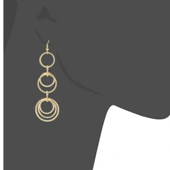 Modern Triple Interlocking Round Hoop Pierced Earrings (New) - Picture 3 of 4